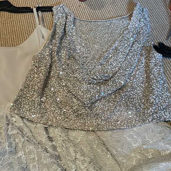 ALICE + OLIVIA hilta beaded silver lace mini dress size 2 - Picture 13 of 16